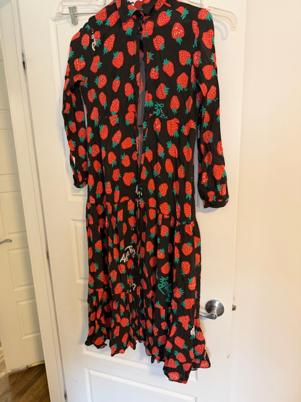 ANIYE BY Black Strawberry Print Dress